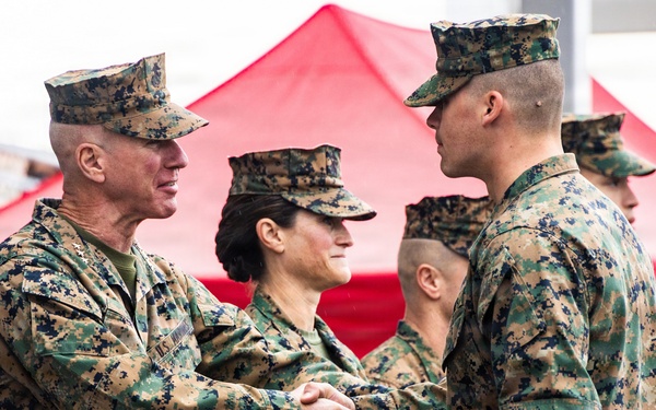 The Commandant, Gen. Eric M. Smith is the reviewing officer of OCC 250 Alpha and Delta Companies’ Graduation