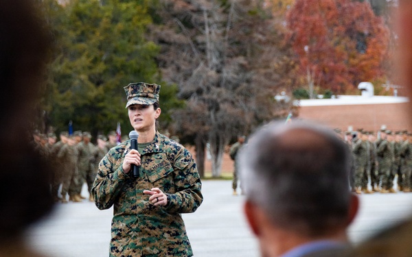 The Commandant, Gen. Eric M. Smith is the reviewing officer of OCC 250 Alpha and Delta Companies’ Graduation