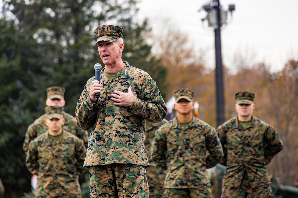The Commandant, Gen. Eric M. Smith is the reviewing officer of OCC 250 Alpha and Delta Companies’ Graduation