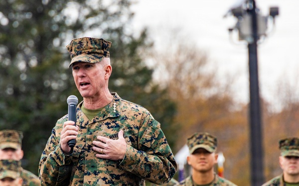 The Commandant, Gen. Eric M. Smith is the reviewing officer of OCC 250 Alpha and Delta Companies’ Graduation