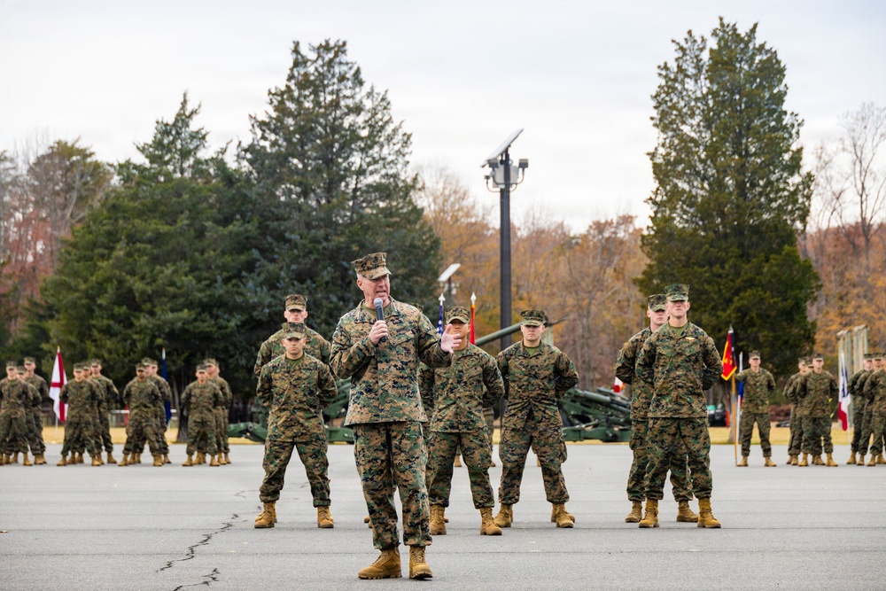 The Commandant, Gen. Eric M. Smith is the reviewing officer of OCC 250 Alpha and Delta Companies’ Graduation