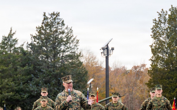 The Commandant, Gen. Eric M. Smith is the reviewing officer of OCC 250 Alpha and Delta Companies’ Graduation