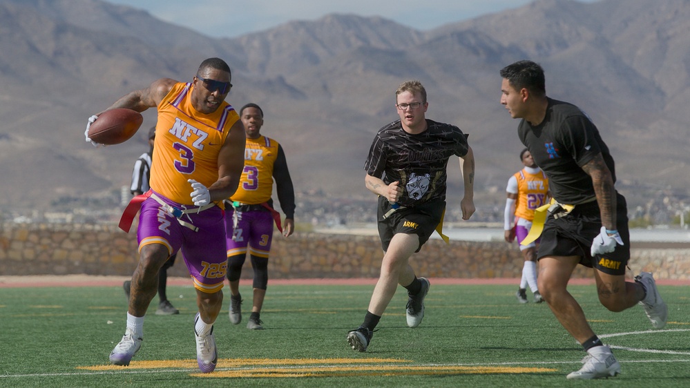 Fort Bliss Soldiers trade ranges for rushes during inaugural MWR Turkey Bowl