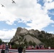 U.S. Coast Guard assets fly over Mount Rushmore National Memorial