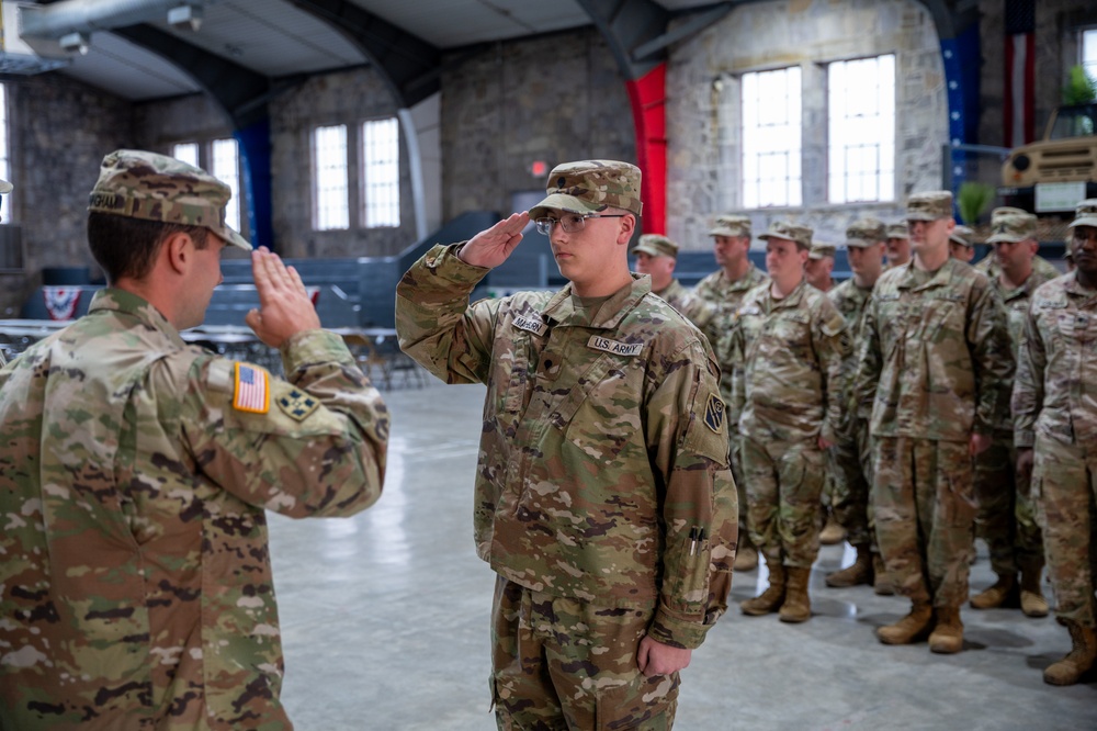 U.S. Army National Guard Soldiers with the 181st Field Artillery Regiment Promoted