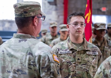 U.S. Army National Guard Soldiers with the 181st Field Artillery Regiment Promoted