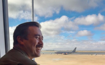 Airman Views Flightline from Operations Office in New Facility