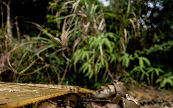 7th Communication Battalion Marines conduct jungle endurance obstacles at Jungle Warfare Training Center