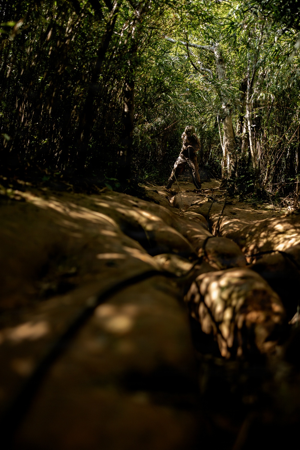 7th Communication Battalion Marines conduct jungle endurance obstacles at Jungle Warfare Training Center