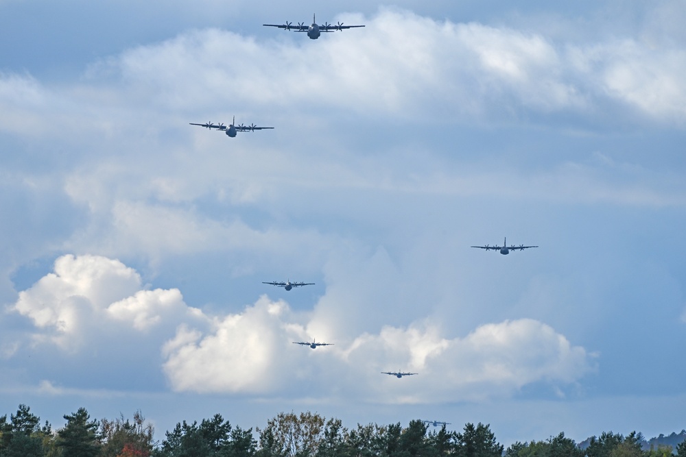 37th Airlift Squadron mass cargo drop at Grafenwoehr