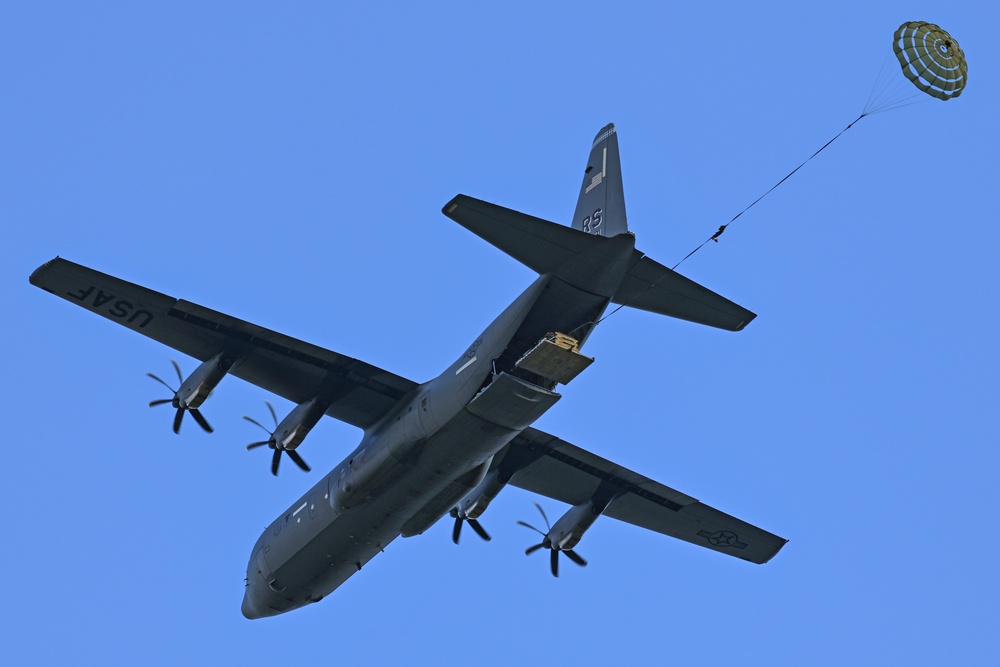 37th Airlift Squadron mass cargo drop at Grafenwoehr