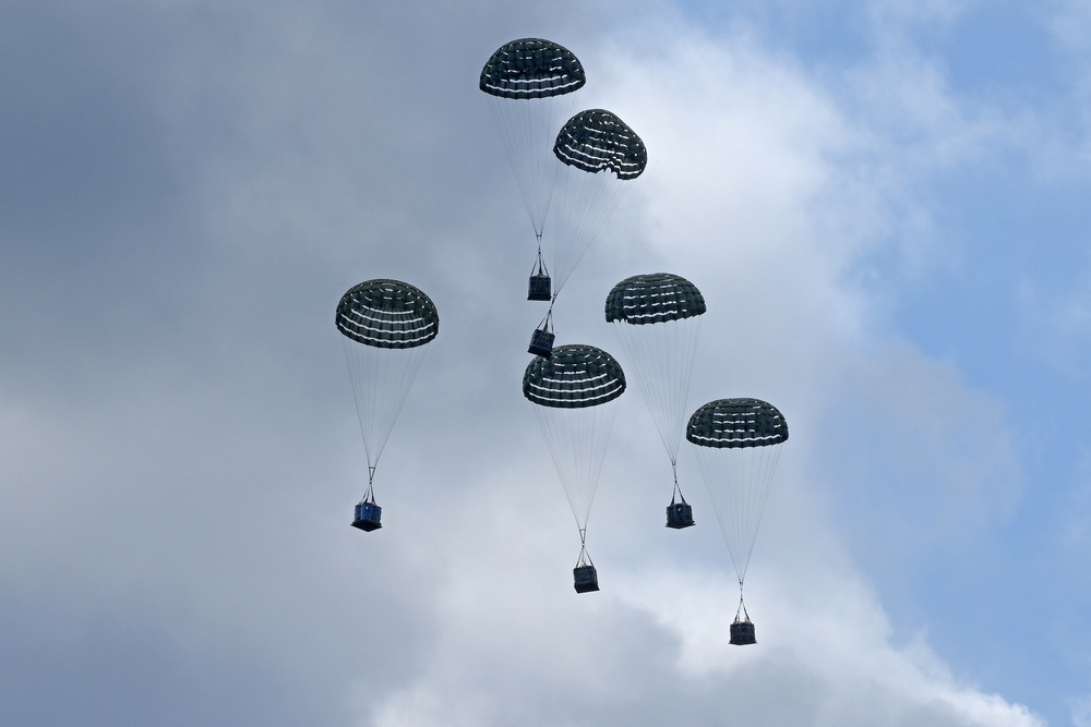 37th Airlift Squadron mass cargo drop at Grafenwoehr