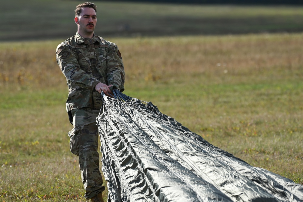 37th Airlift Squadron mass cargo drop at Grafenwoehr
