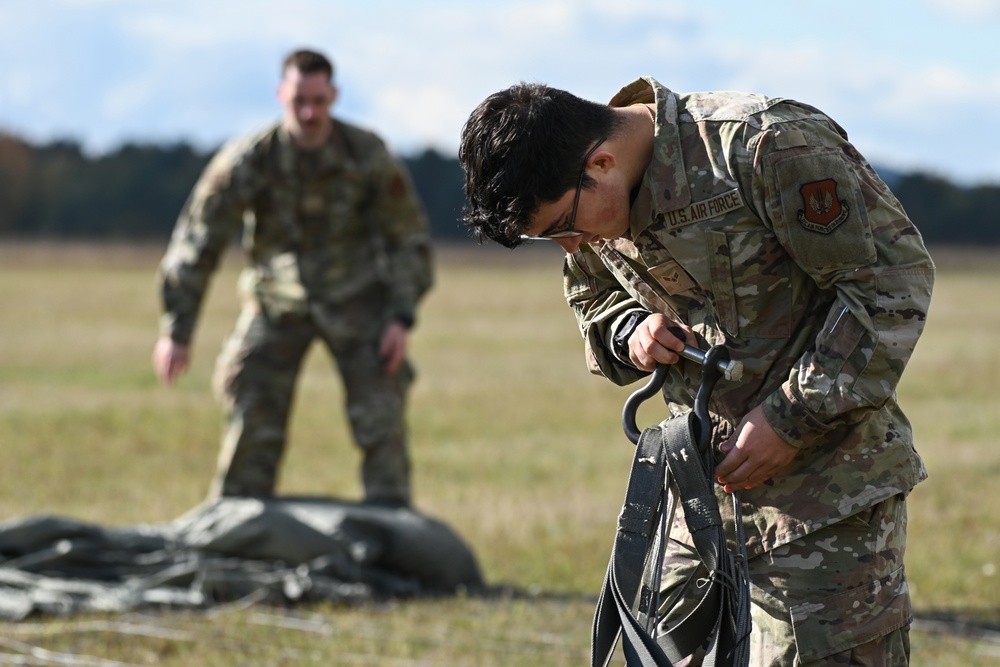 37th Airlift Squadron mass cargo drop at Grafenwoehr