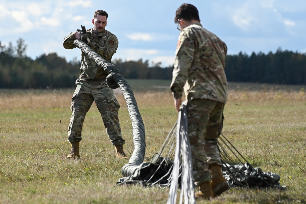 37th Airlift Squadron mass cargo drop at Grafenwoehr
