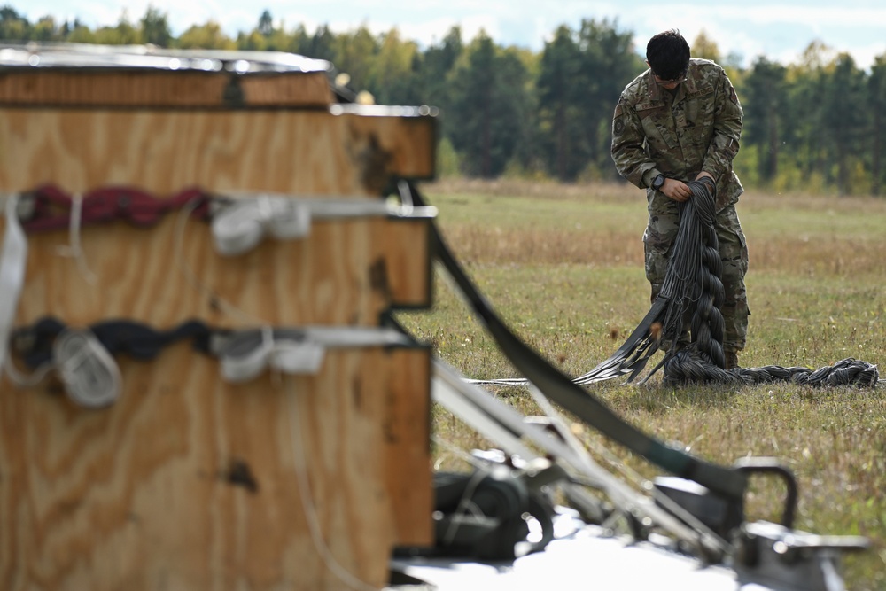 37th Airlift Squadron mass cargo drop at Grafenwoehr