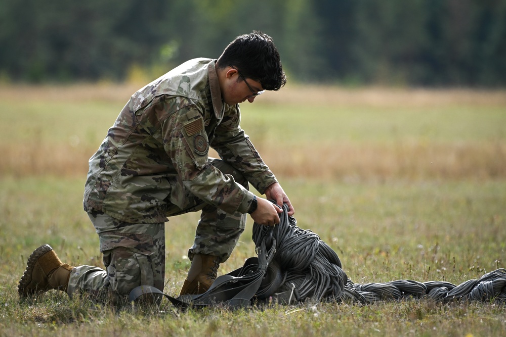 37th Airlift Squadron mass cargo drop at Grafenwoehr
