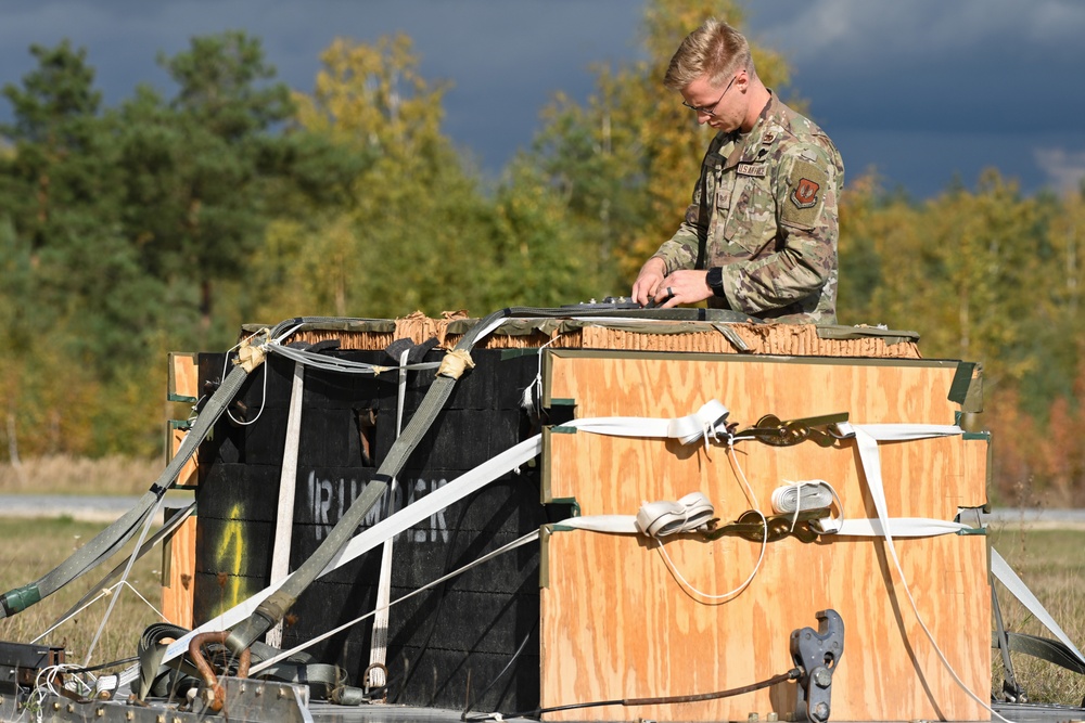 37th Airlift Squadron mass cargo drop at Grafenwoehr
