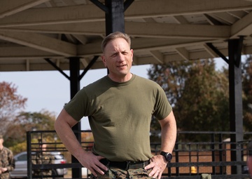 MCCYWG Commanding Officer Talks to Marines After PT Event for 250th