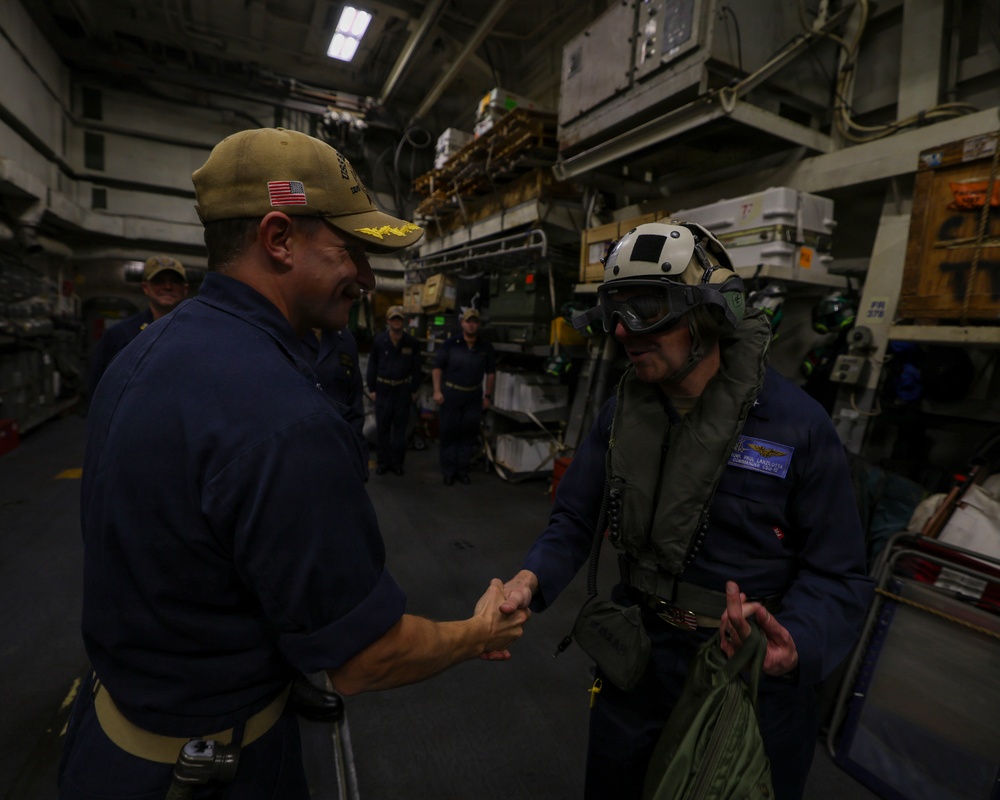 Commander, Carrier Strike Group 12 Visits USS Bainbridge (DDG 96)
