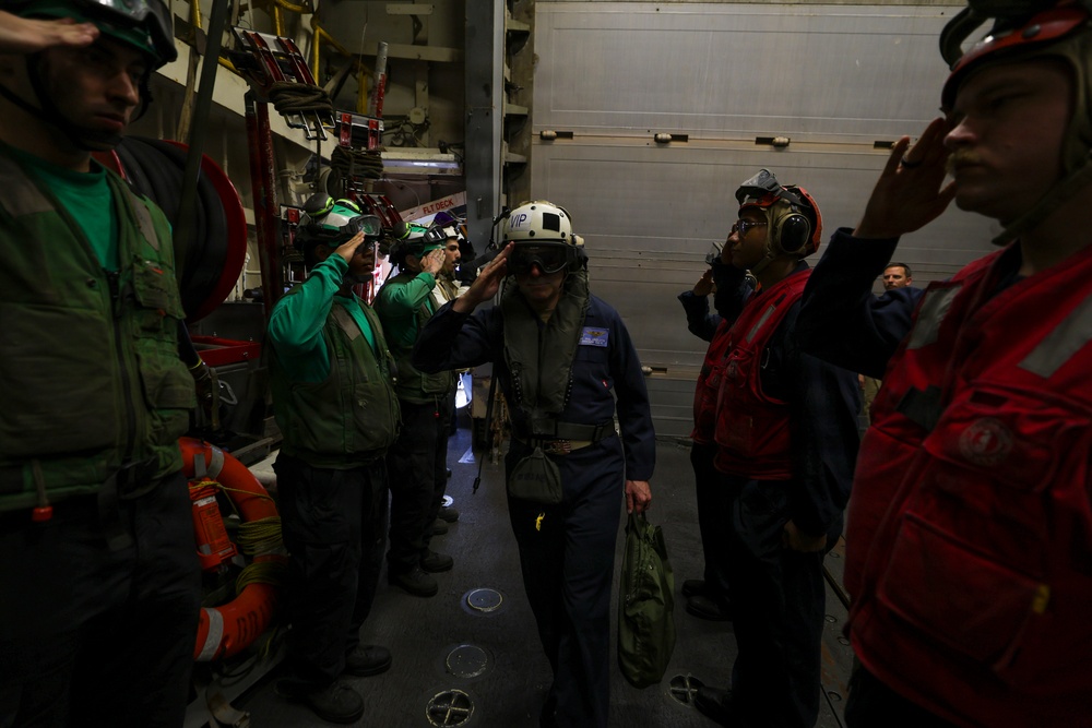 Commander, Carrier Strike Group 12 Visits USS Bainbridge (DDG 96)