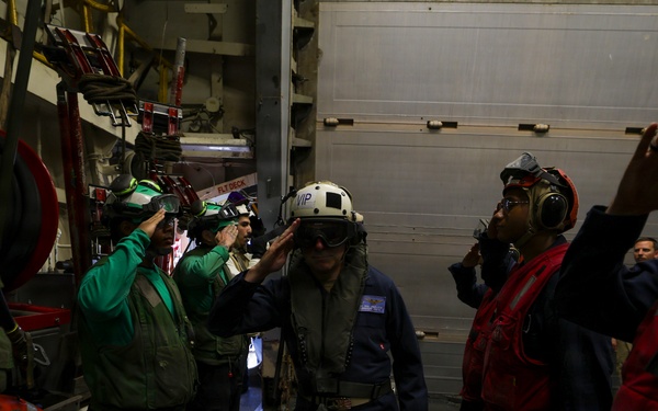 Commander, Carrier Strike Group 12 Visits USS Bainbridge (DDG 96)