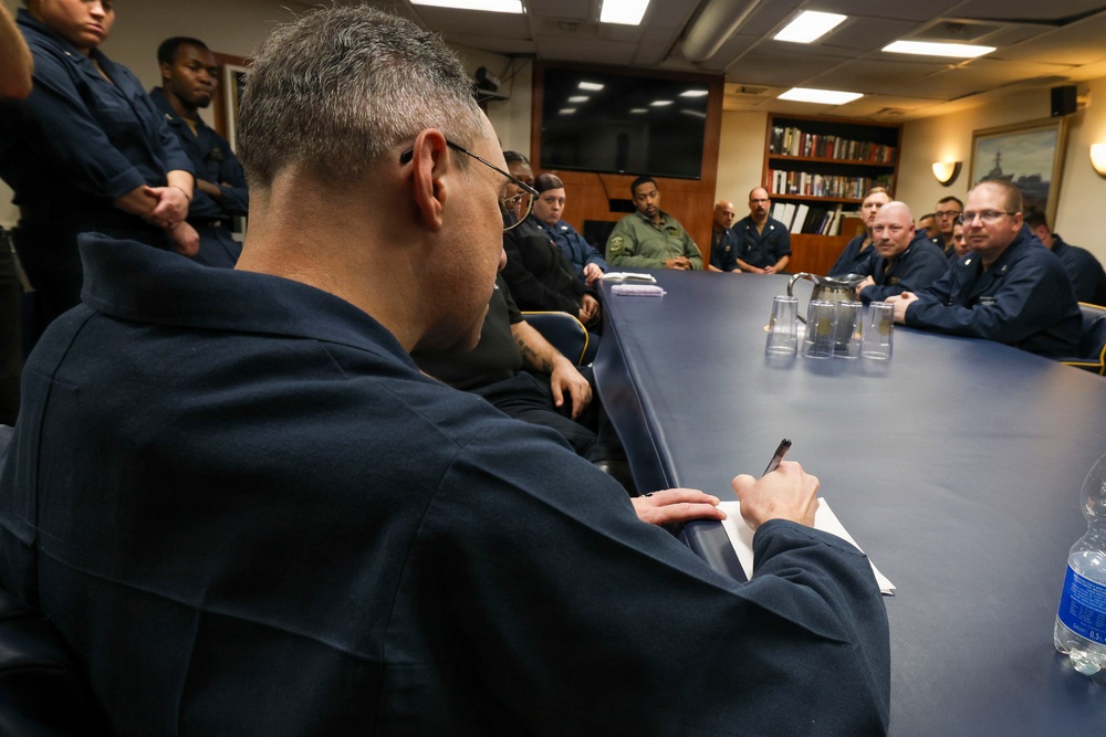 Commander, Carrier Strike Group 12 Visits USS Bainbridge (DDG 96)