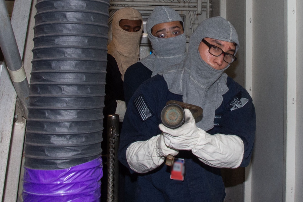 Reagan Sailors Conduct Damage Control Drill