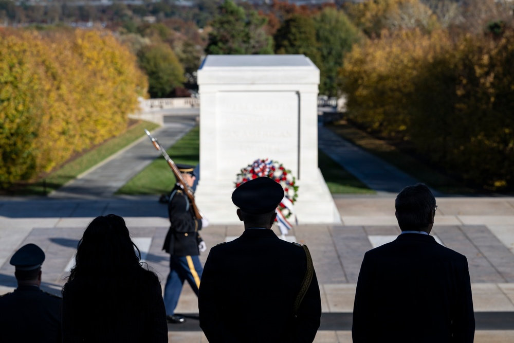 Ambassador of Italy to the U.S. Marco Peronaci Participates in a Public Wreath-Laying Ceremony at the Tomb of the Unknown Soldier