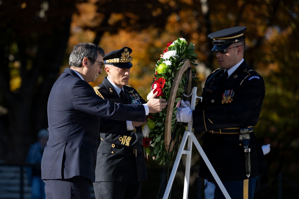 Ambassador of Italy to the U.S. Marco Peronaci Participates in a Public Wreath-Laying Ceremony at the Tomb of the Unknown Soldier