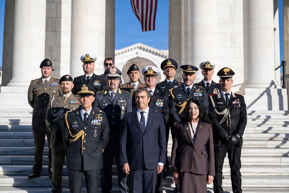 Ambassador of Italy to the U.S. Marco Peronaci Participates in a Public Wreath-Laying Ceremony at the Tomb of the Unknown Soldier