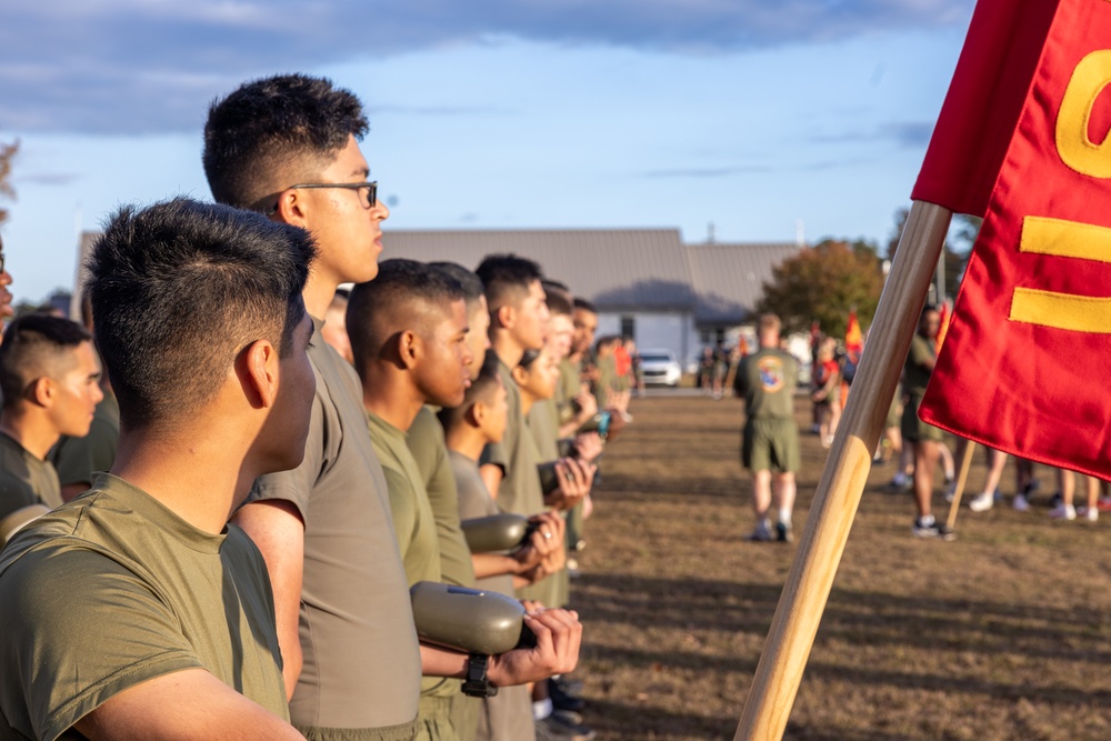 Marine Corps Combat Service Support Schools celebrates the 250th birthday of the Marine Corps with a motivational run