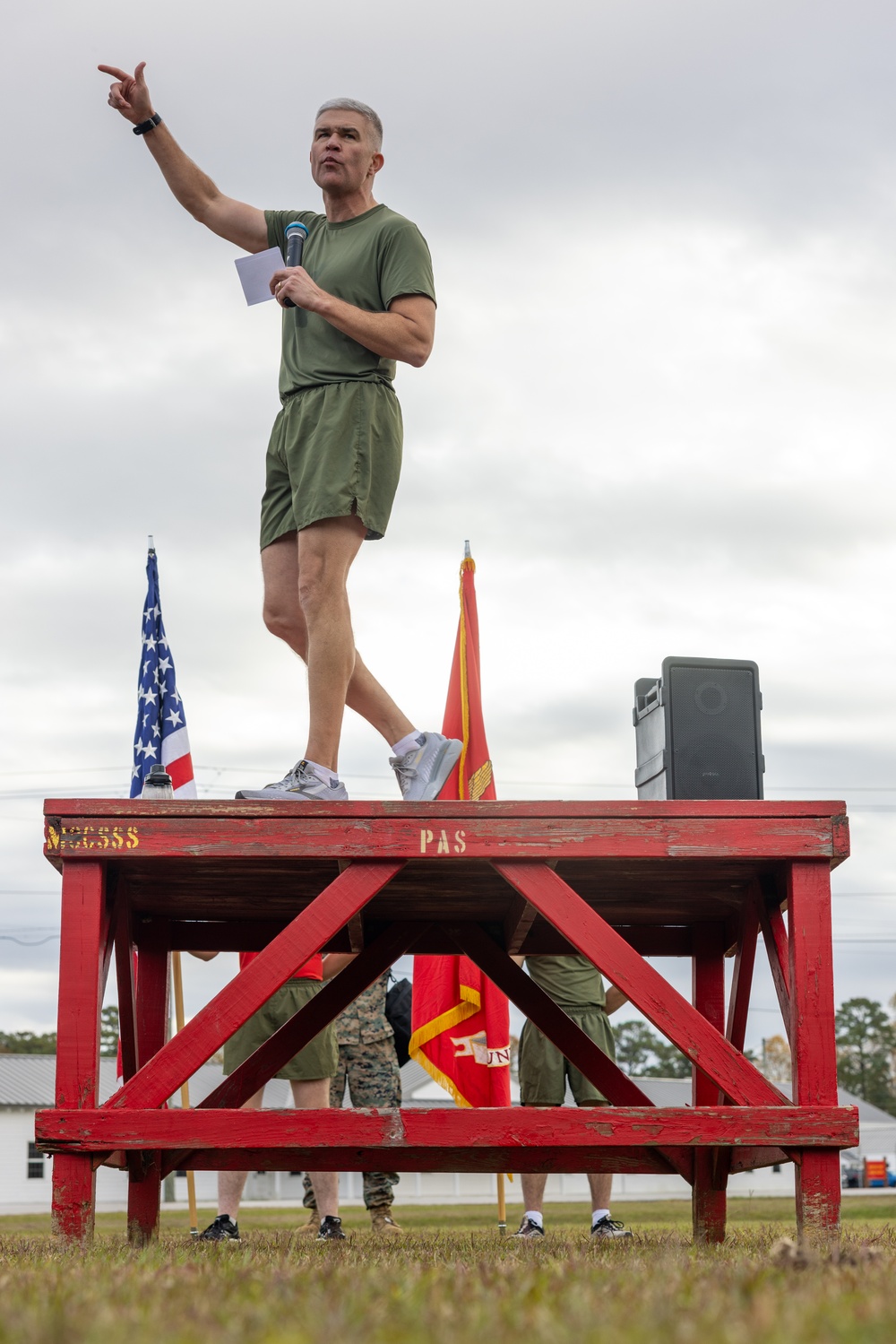 Marine Corps Combat Service Support Schools celebrates the 250th birthday of the Marine Corps with a motivational run