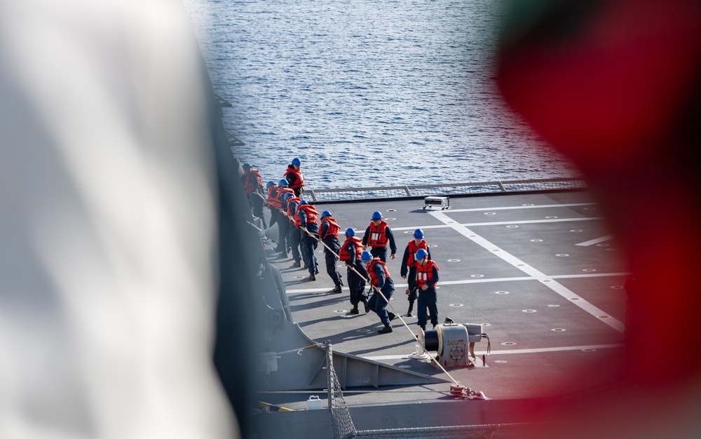 USS Boxer conducts a FAS with USS Charleston