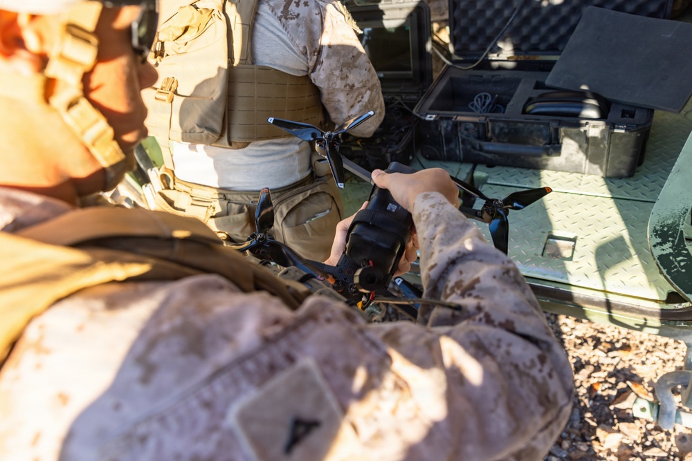 Marines with 3rd Bn., 7th Marines, 3rd LAR, conduct drone strike to commence Range 400