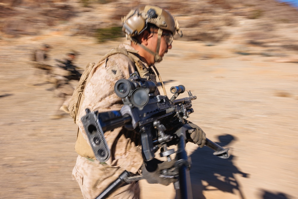 Marines with 3rd Bn., 7th Marines, 1st CEB patrol during Range 400