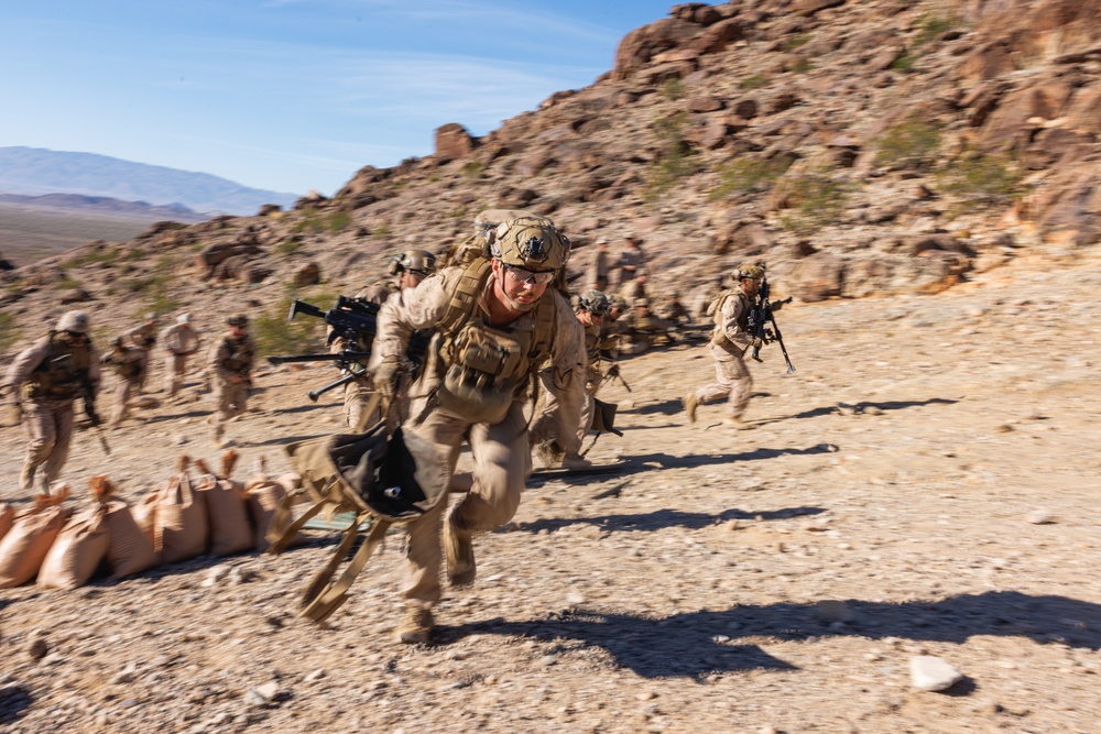 Marines with 3rd Bn., 7th Marines, 1st CEB patrol during Range 400