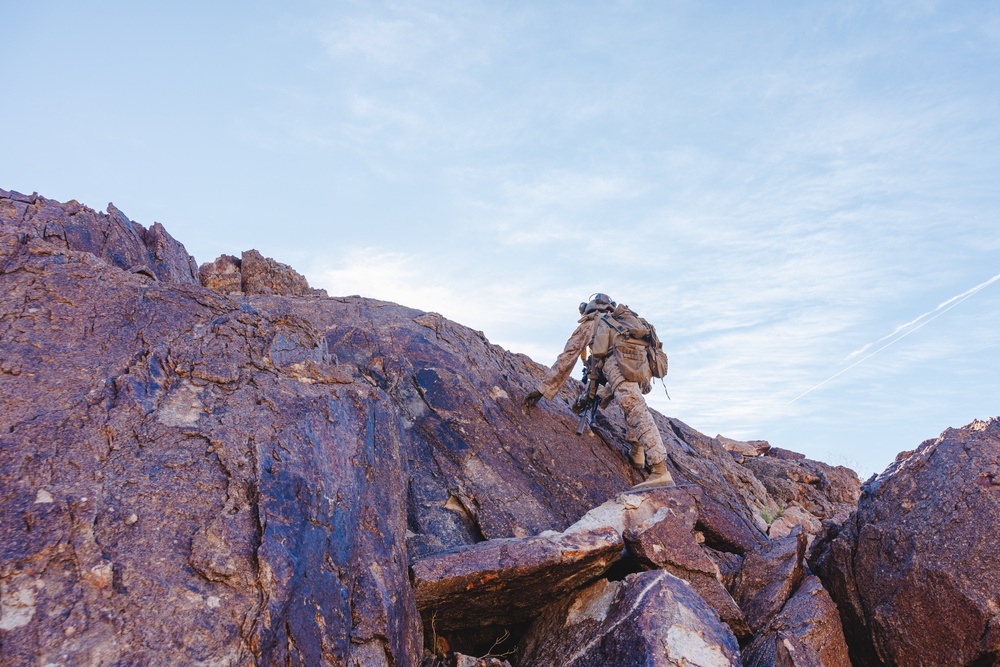 Marines with 3rd Bn., 7th Marines, 1st CEB patrol during Range 400