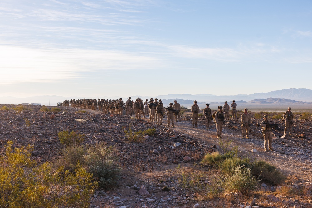 Marines with 3rd Bn., 7th Marines, 1st CEB patrol during Range 400