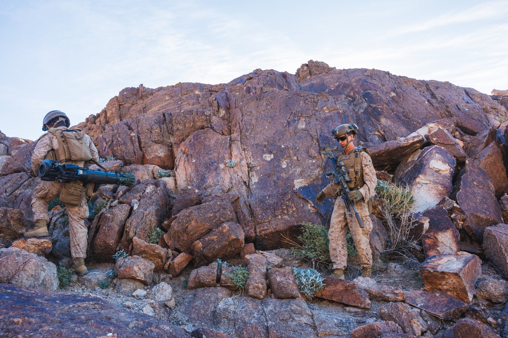 Marines with 3rd Bn., 7th Marines, 1st CEB patrol during Range 400