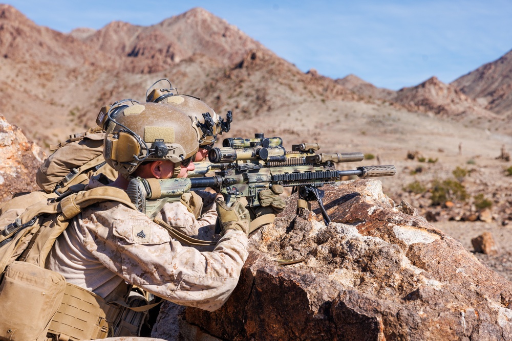 Marines with 3rd Bn., 7th Marines, 1st CEB patrol during Range 400