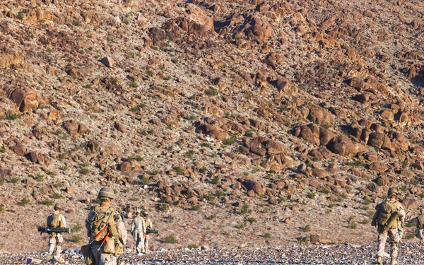 Marines with 3rd Bn., 7th Marines, 1st CEB patrol during Range 400