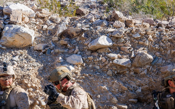 Marines with 3rd Bn., 7th Marines, 1st CEB patrol during Range 400