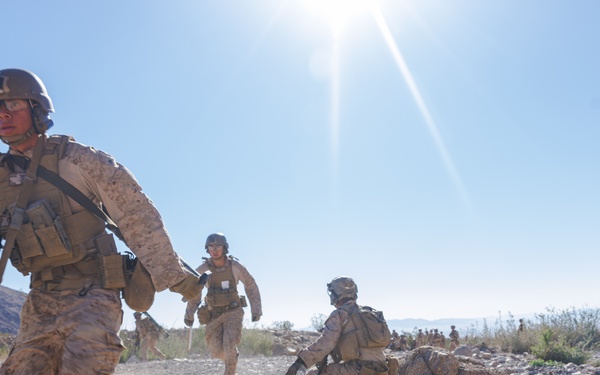 Marines with 3rd Bn., 7th Marines, 1st CEB, conduct company attacks during Range 400