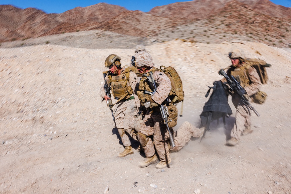 Marines with 3rd Bn., 7th Marines, 1st CEB, conduct company attacks during Range 400