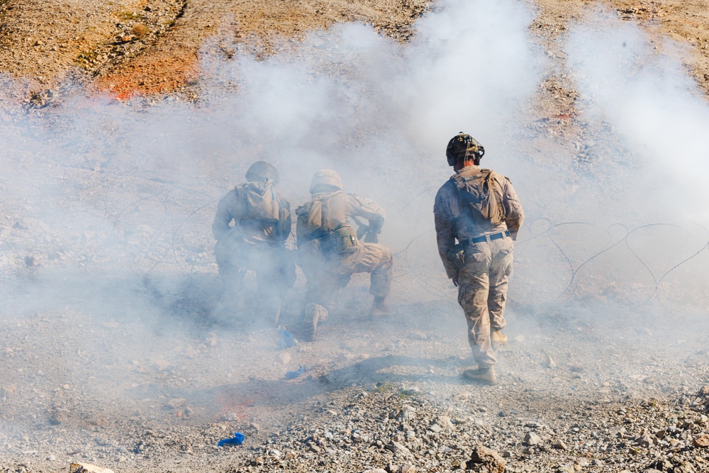 Marines with 3rd Bn., 7th Marines, 1st CEB, conduct company attacks during Range 400