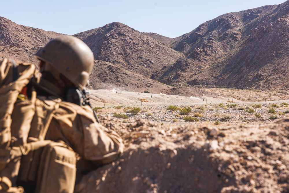 Marines with 3rd Bn., 7th Marines, 1st CEB, conduct company attacks during Range 400