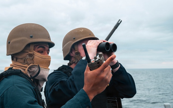 U.S. Navy Sailors Man .50-caliber Machine Gun Mounts