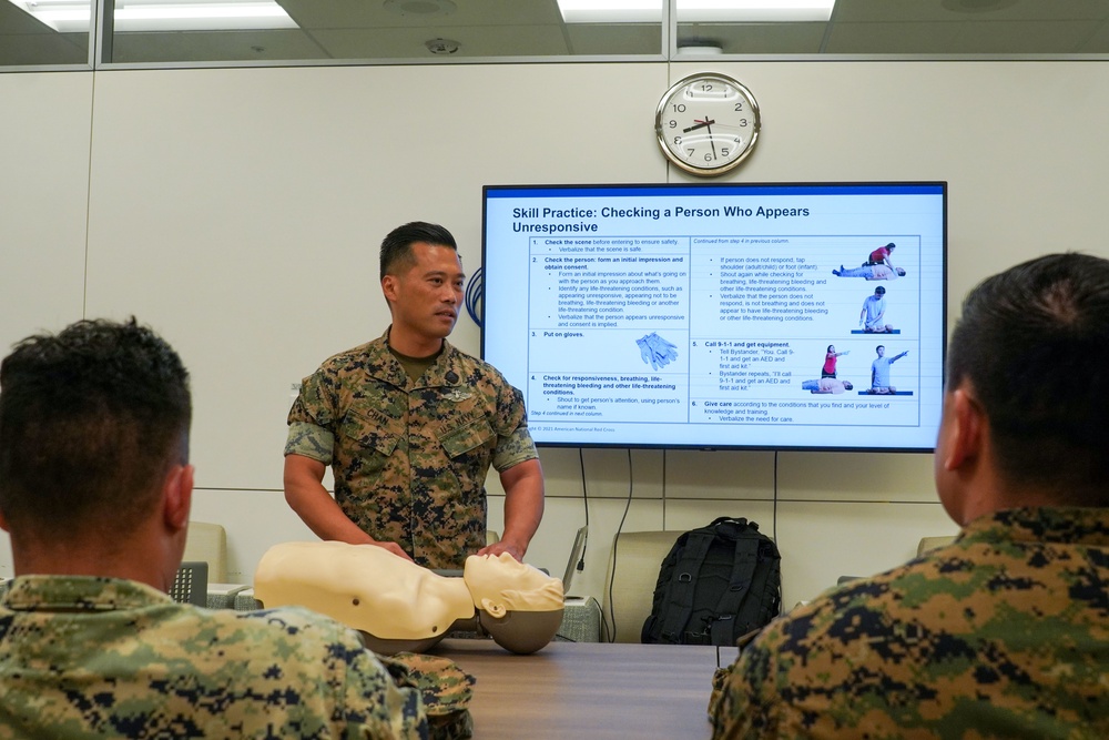 Marines and Sailors with Camp Blaz conduct AED and CPR training