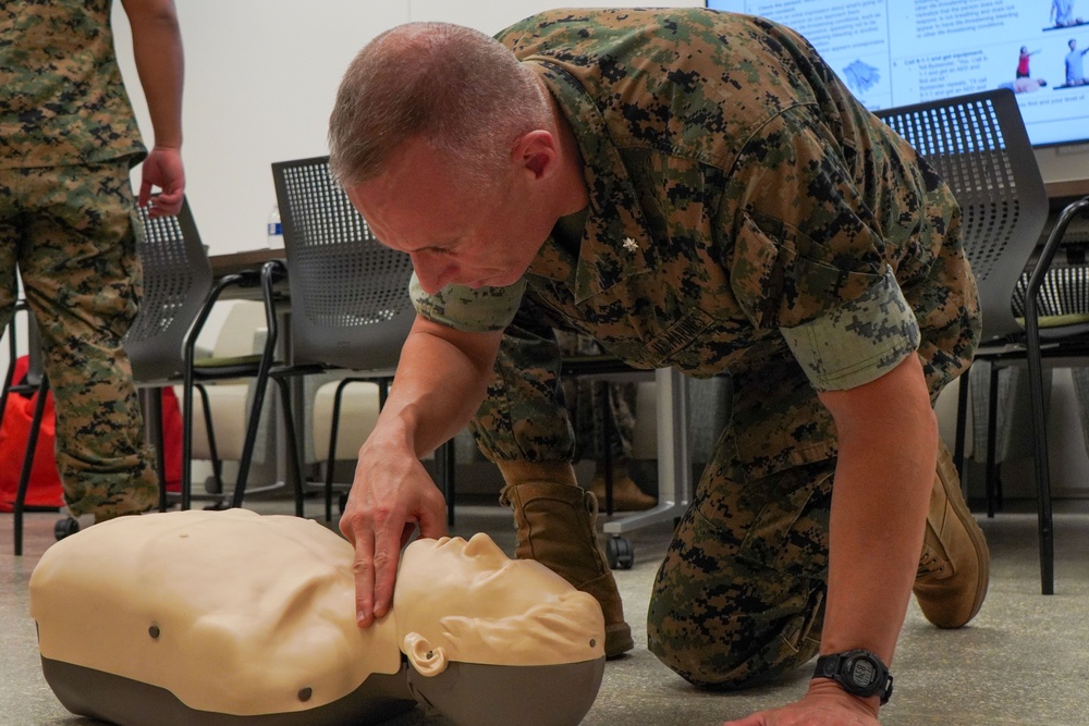 Marines and Sailors with Camp Blaz conduct AED and CPR training